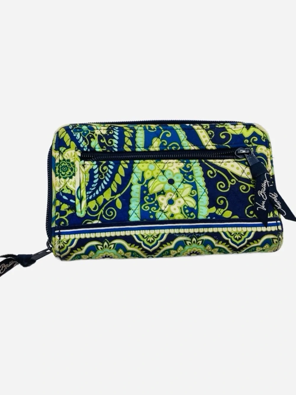 VERA BRADLEY ~ Rhythm & Blues Turn Lock Paisley Print Long Quilted Wallet 6 x 4